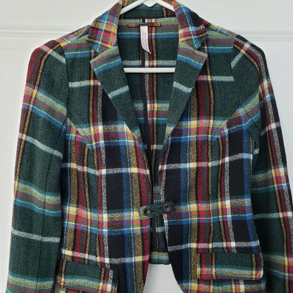 Free People Jackets & Blazers - Free People Women’s 100% Wool Blazer Tartan Plaid Jacket